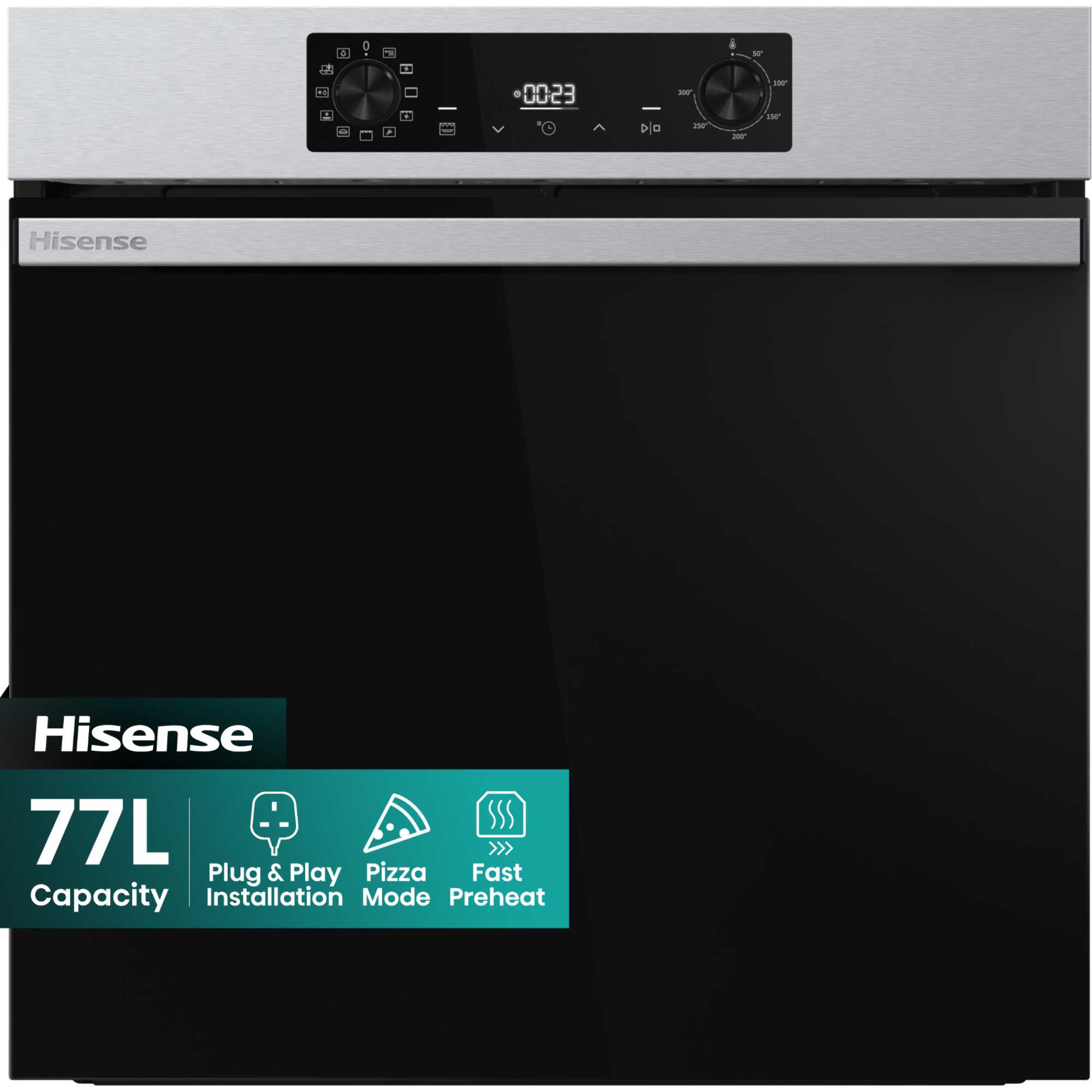 Hisense BI622AXPGUK Hi2 77L Built-in Electric Steam Oven - Black - photo 1