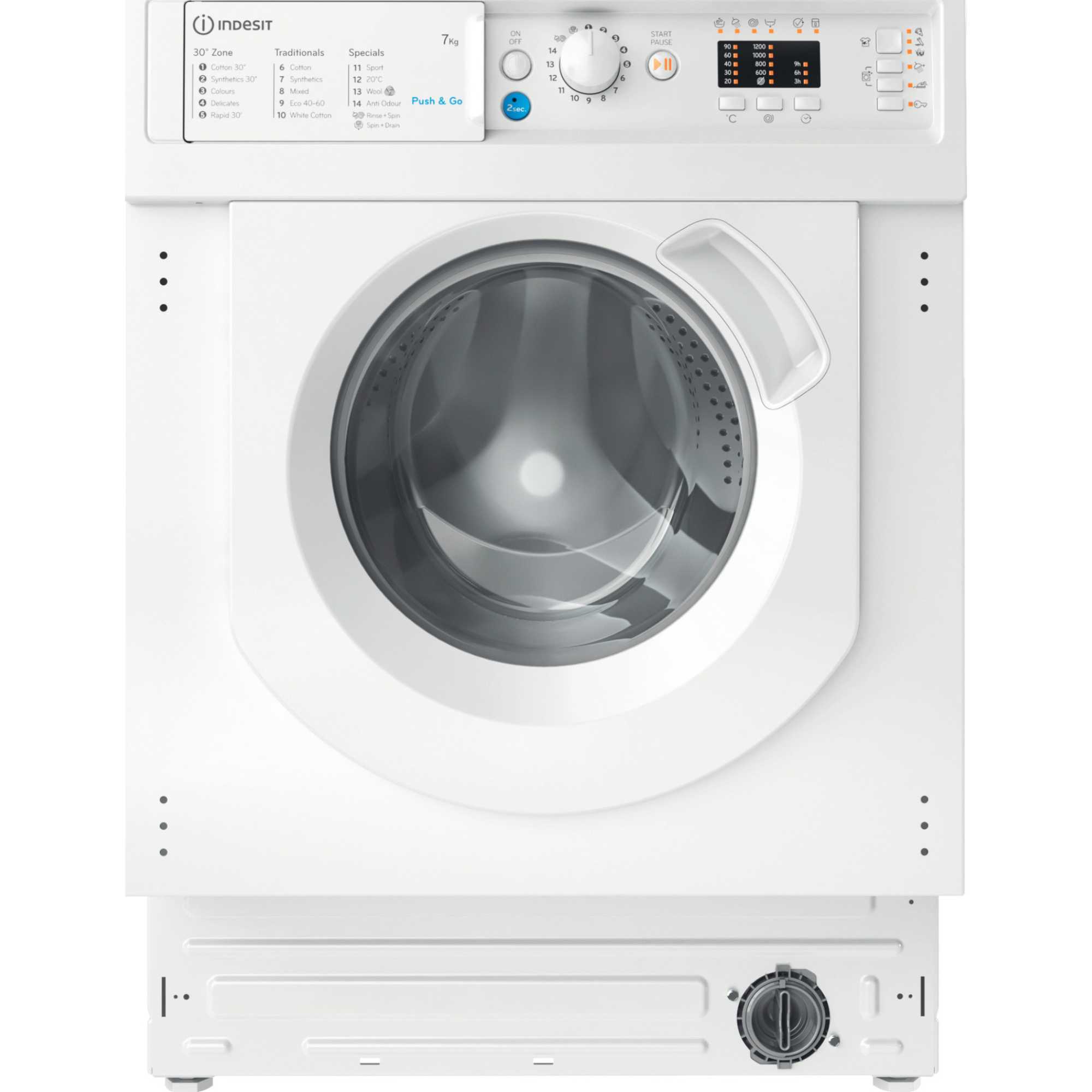 Indesit BI WMIL 71252 UK N Push&Go 7kg 1200rpm Built-In Washing Machine - photo 1