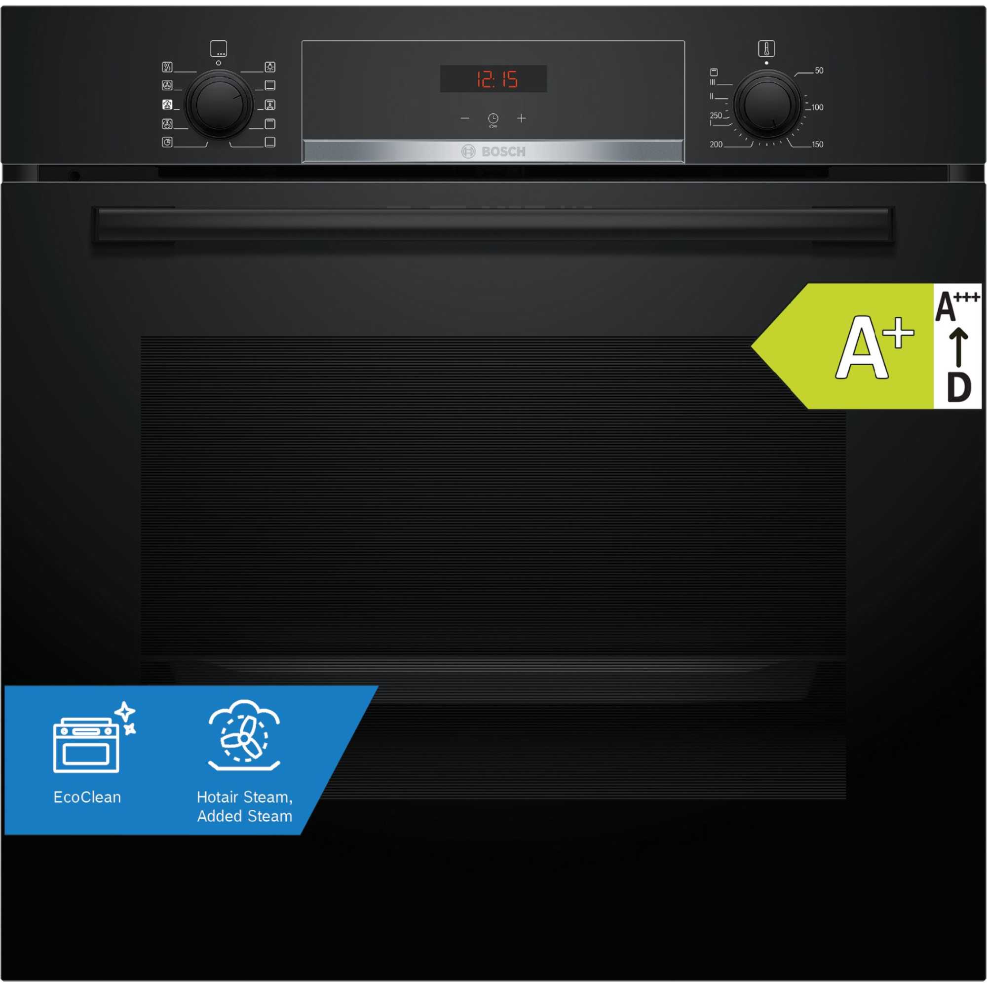 Bosch Series 4 HQA534BB3B Built-In Single Oven with Steam Function - Black - photo 1