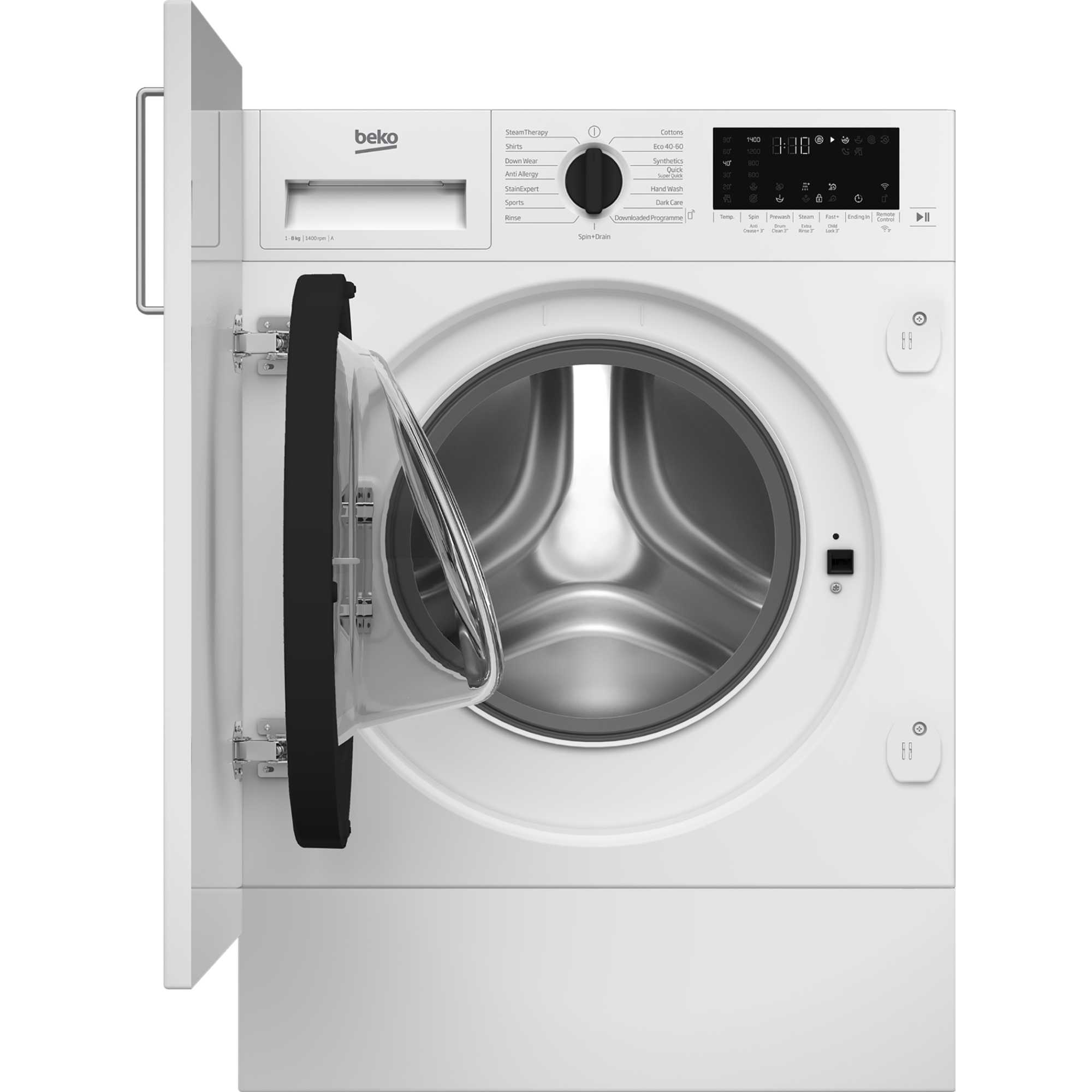 Beko WTIK84122F Integrated 8kg 1400prm Washing Machine - White - photo 1