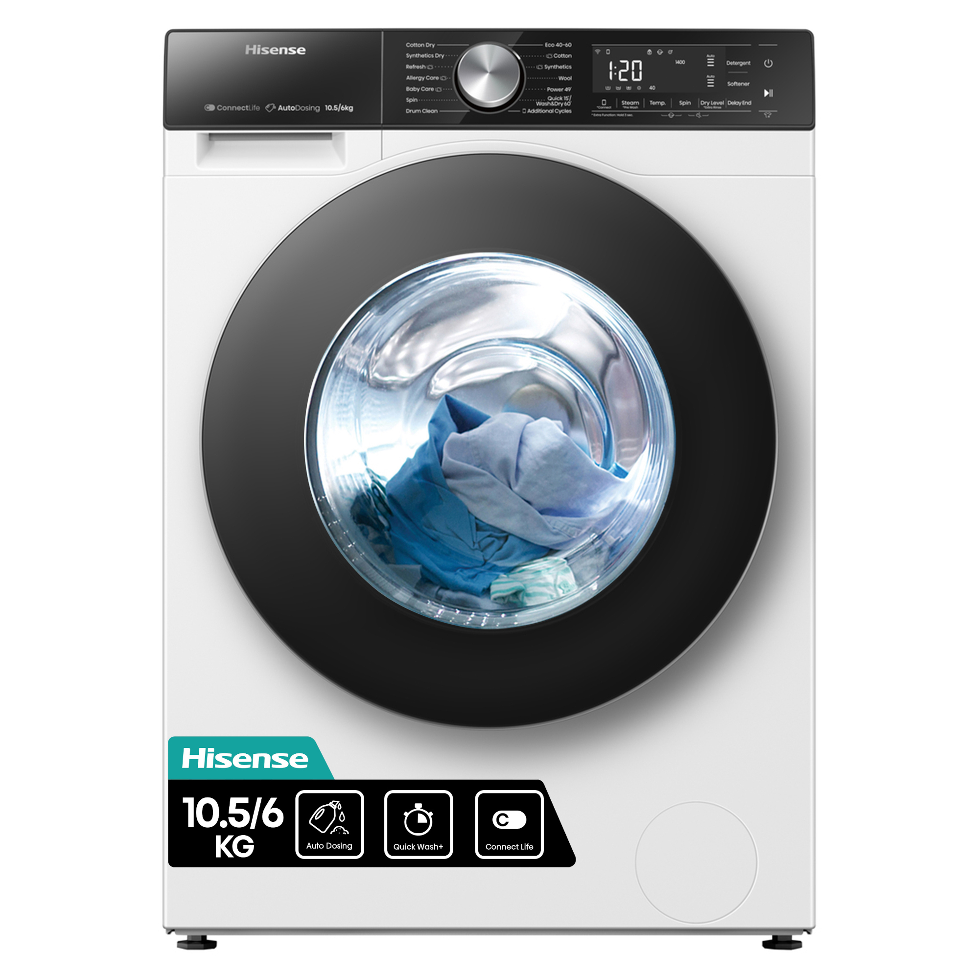 Hisense 10kg Wash 6kg Dry 1400rpm Washer Dryer - WD5S1045BW - photo 1