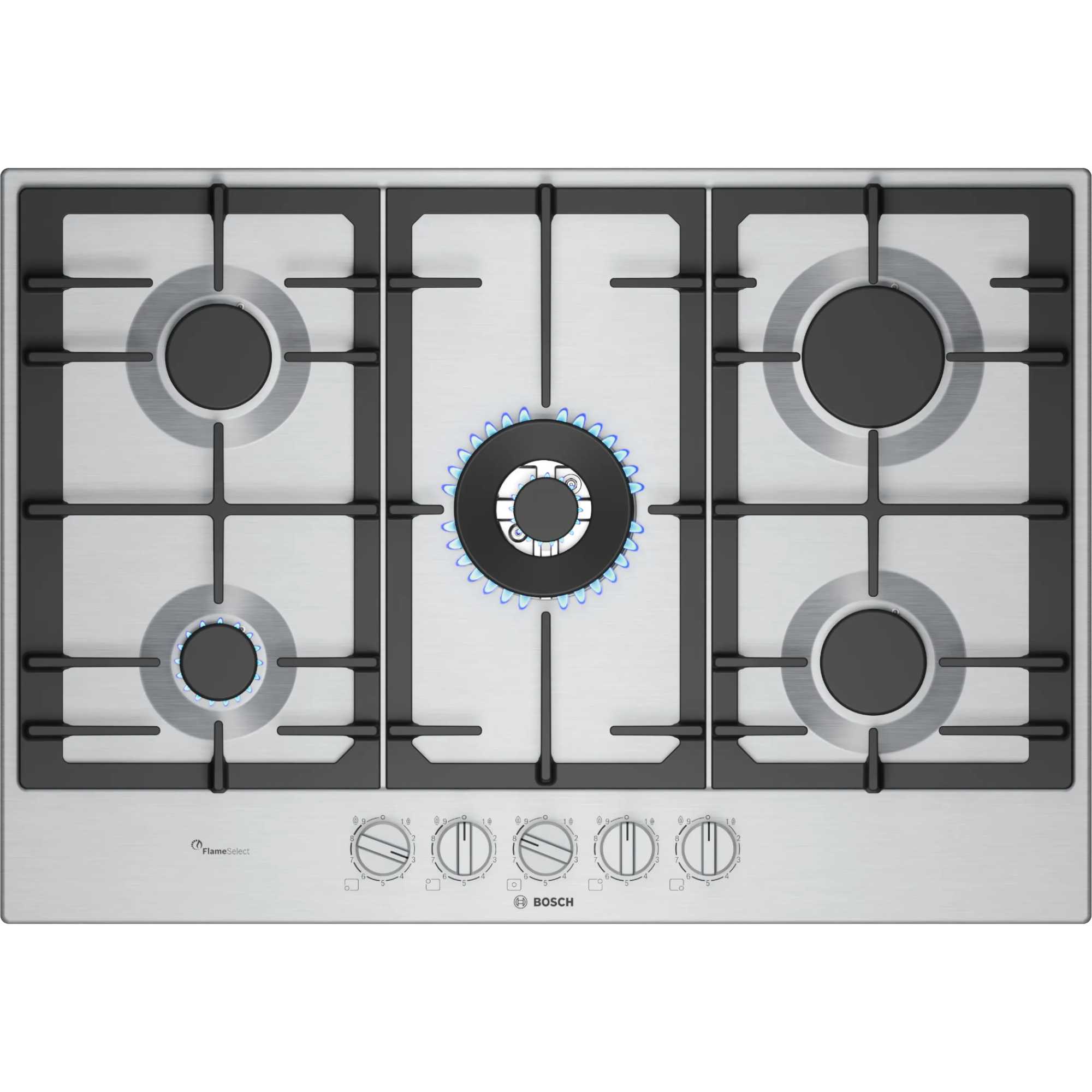 Bosch PCQ7A5I90 Series 6 75cm 5 Zone Gas Burner Hob - Stainless Steel - photo 1