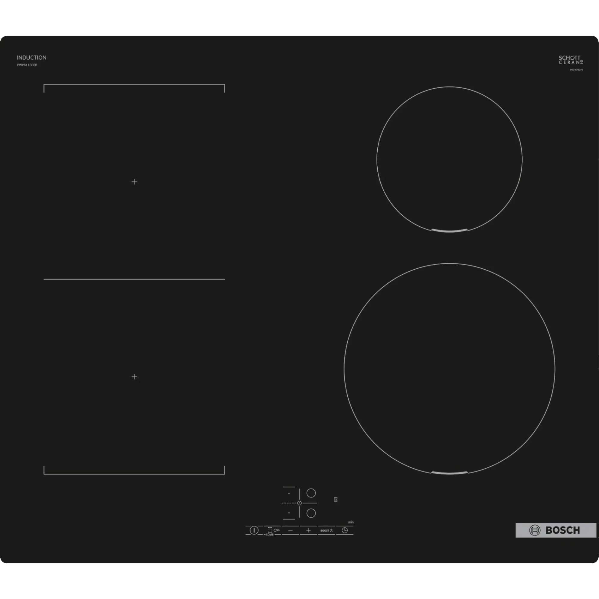 Bosch PWP611BB5B 600mm 4 Burner Induction Hob with Plug - photo 1