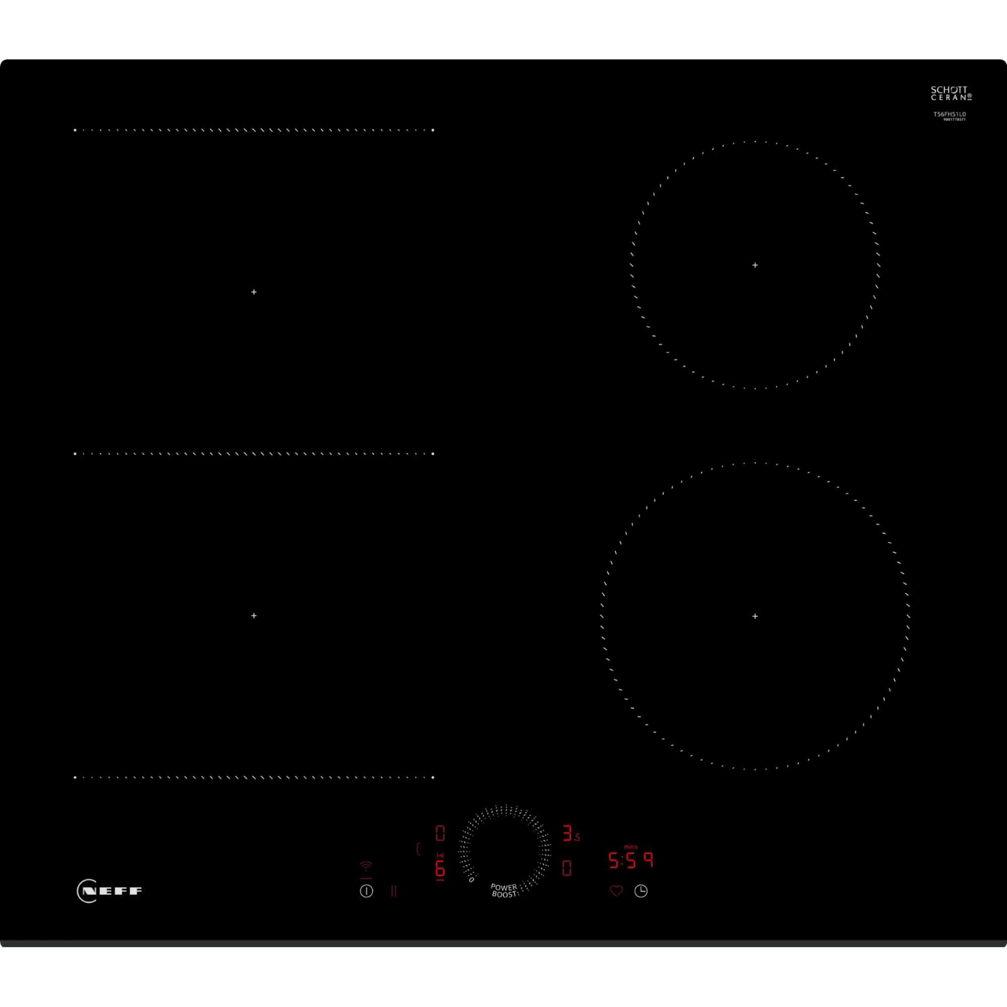 NEFF T56FHS1L0 N 70 60cm 4 Zone Smart Induction Hob - Black - photo 1