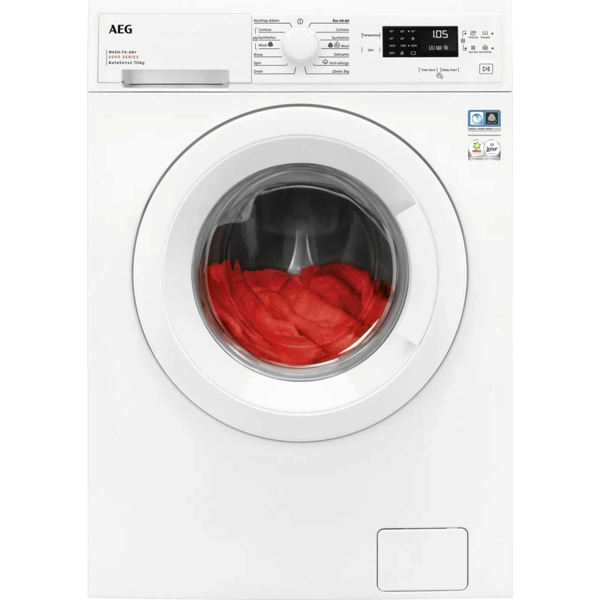 AEG 6000 Series 7kg Wash 4kg Dry 1600rpm Washer Dryer - LWX60746B - photo 1