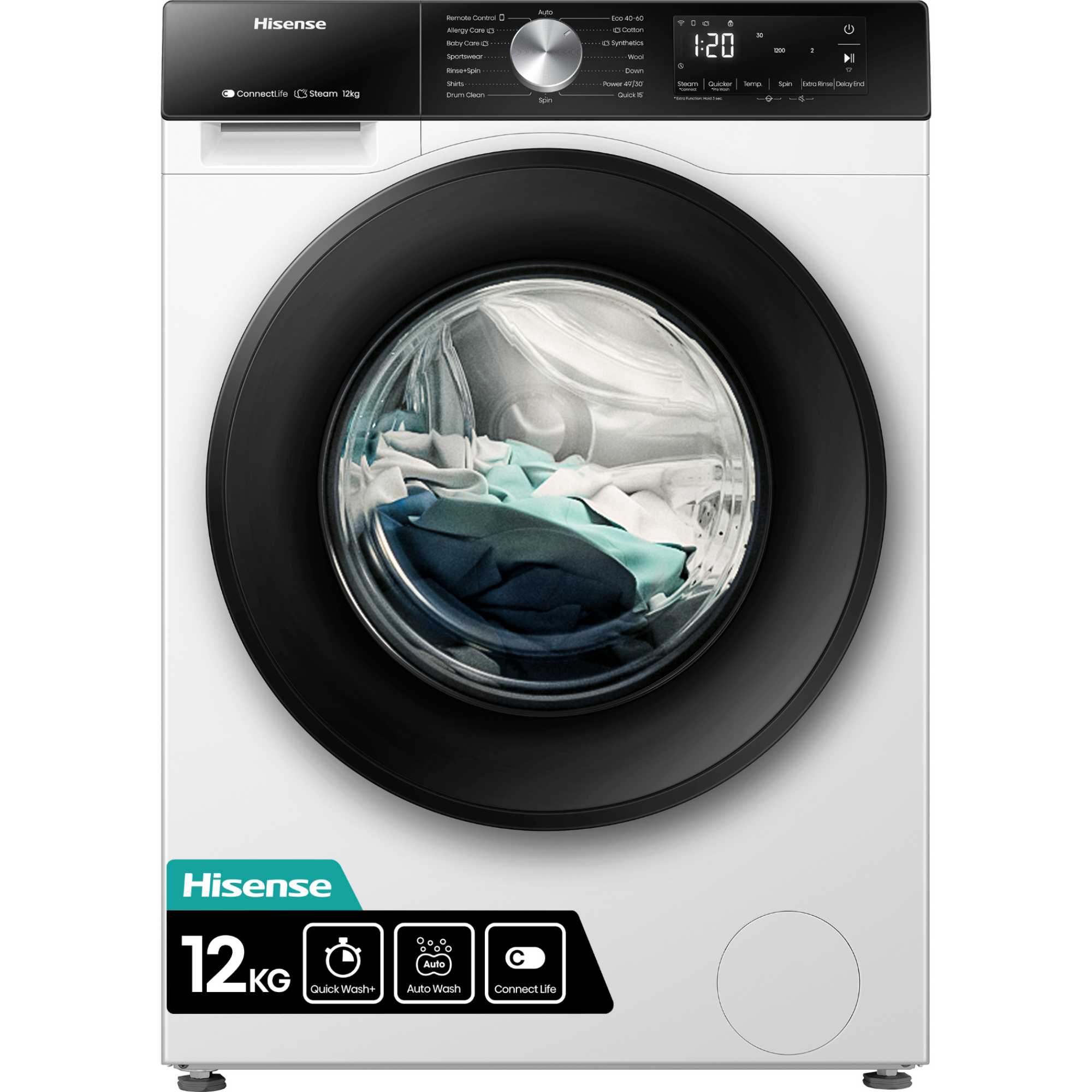 Hisense 3S 12kg 1400rpm Washing Machine - WF3S1243BW3