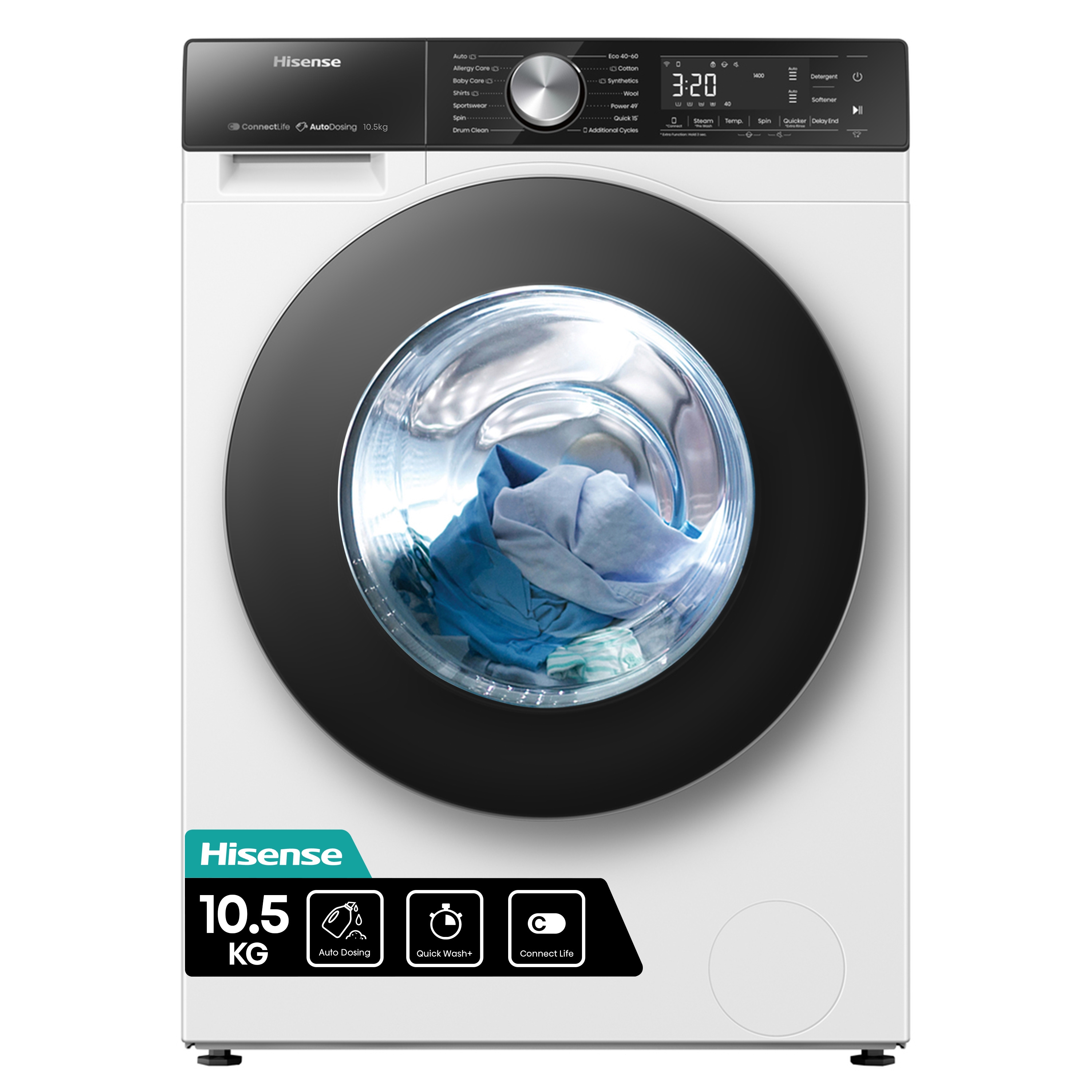Hisense 5S Series 10.5kg 1400rpm Washing Machine - WF5S1045BW