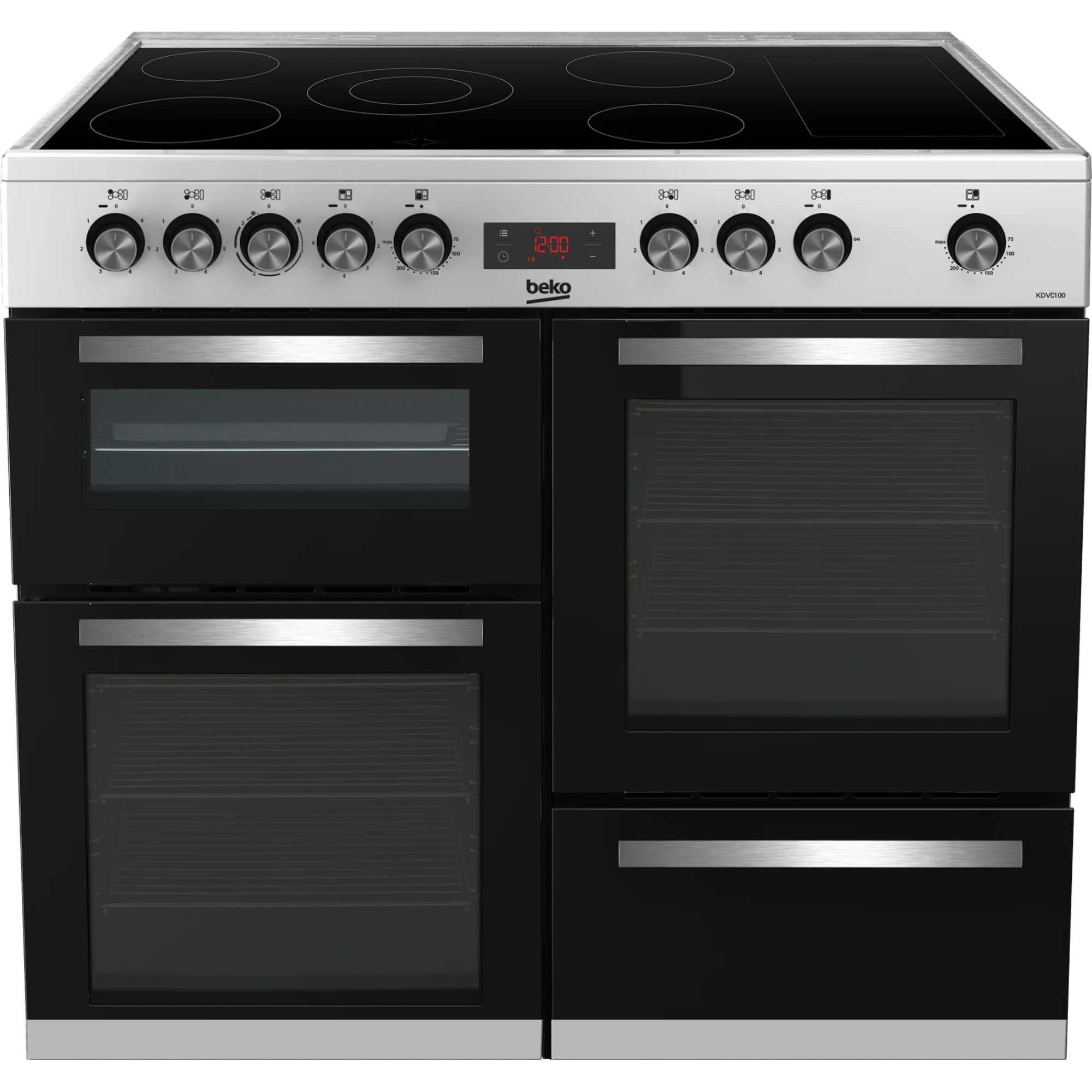 Beko 100cm Double Oven Range Cooker with 5 Ceramic Hobs - KDVC100X - photo 1