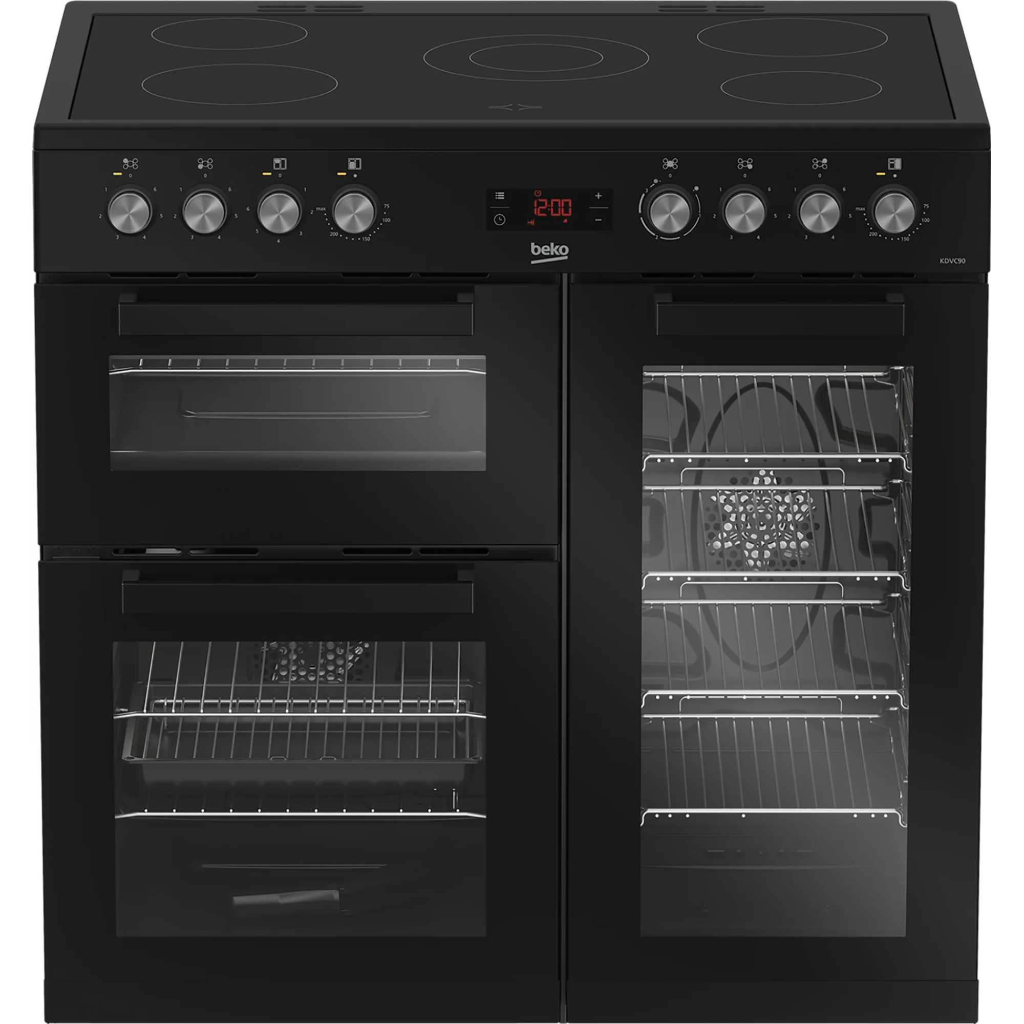 Beko 90cm Double Oven Range Cooker with 5 Ceramic Hobs - KDVC90K - photo 1