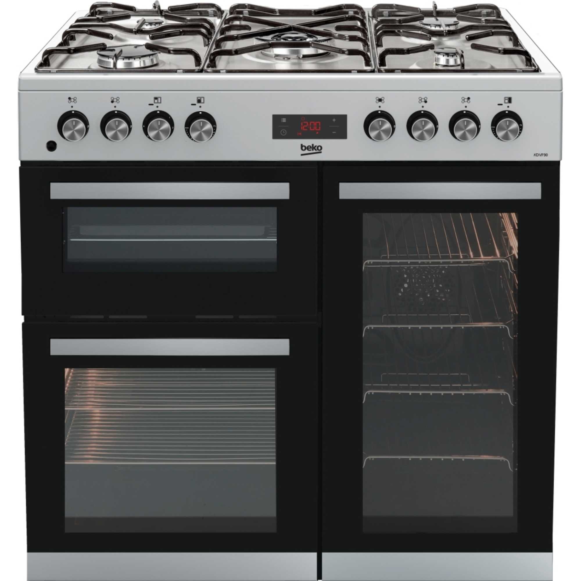 Beko 90cm Double Oven Range Cooker with 5 Burner Gas Hob - KDVF90X - photo 1